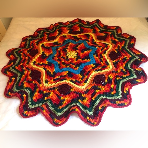 One of a kind colourful crochet bohemian star pattern throw blanket - Picture 4 of 6